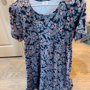 LuLaRoe Black and Gray Floral Swing Dress